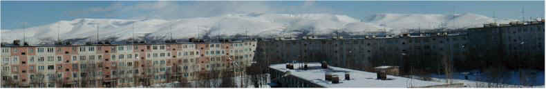 View North towards the Arctic Khiberny Mountains - From the Window of Valentina's Apatity Apartment