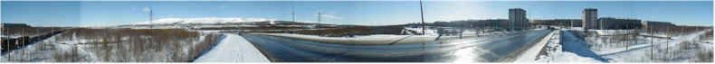 360degree panorama from the railway bridge on the Apatity to Kirovsk Road - April 2001