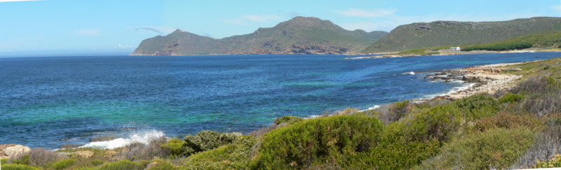 Photo looking south around the end of False Bay towards the famous Cape Point - South Africa
