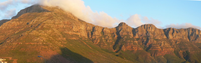 Sunset Panorama from Hout Bay of the Constantia Peak just a few minutes before the sunset
